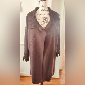 Wrap London Brown Long Open-Front Cardigan